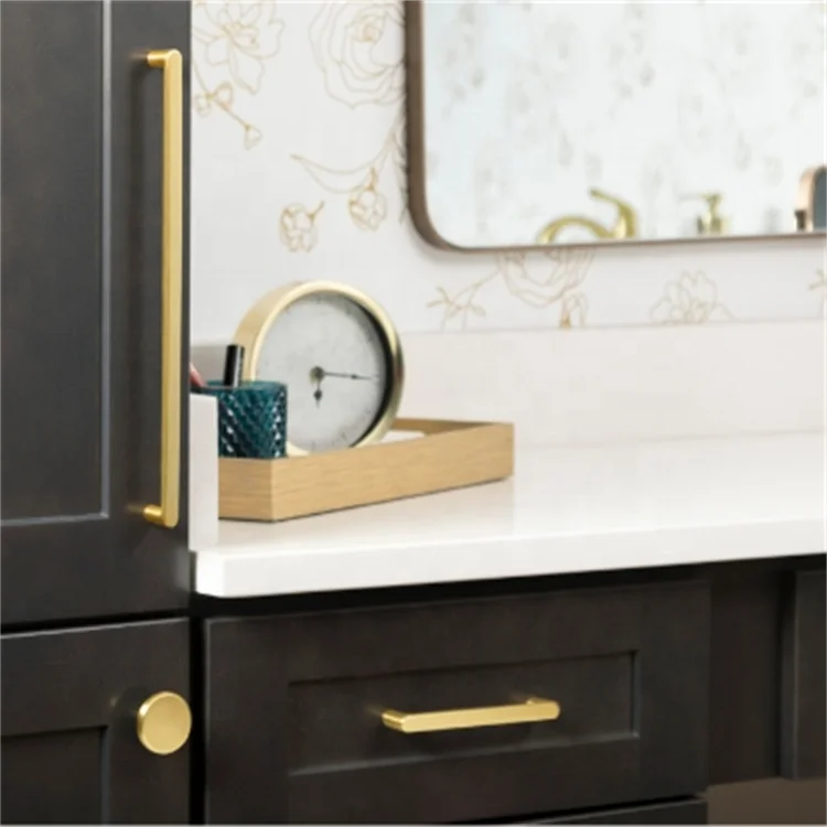 Elegant design luxury Brushed Gold hardware Drawer Accessory Bedroom Furniture Handle Wardrobe pull handles