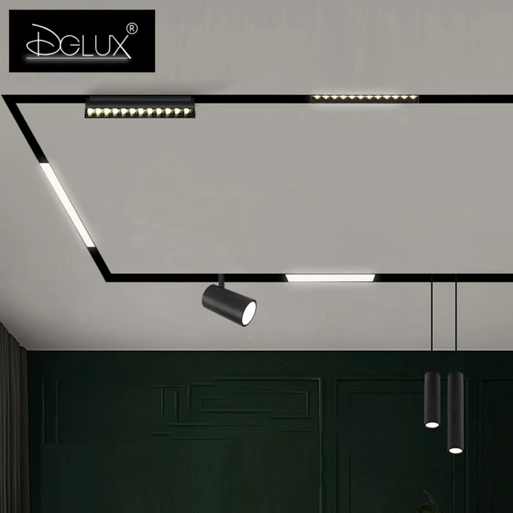 Новый продукт, магнитная рельсовая люстра DGLUX, точечные светильники для офиса и дома, 10 Вт, 18 Вт, 20 Вт, 30 Вт, магнитный Трековый светильник