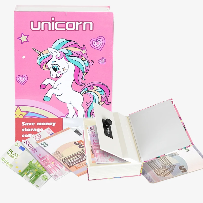 Newest portable ATM Bank lovely book shape safe money saving box children plastic piggy bank