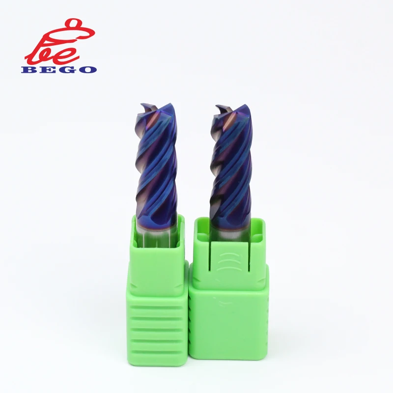 Hrc65 4 Flute End Mill Blue Coating Carbide End Mill Cutting Tools