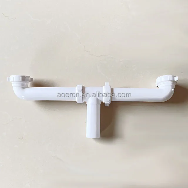 For Bathtub Sink Drainage Toilet Flexible Plastic Drain T-Trap Tube