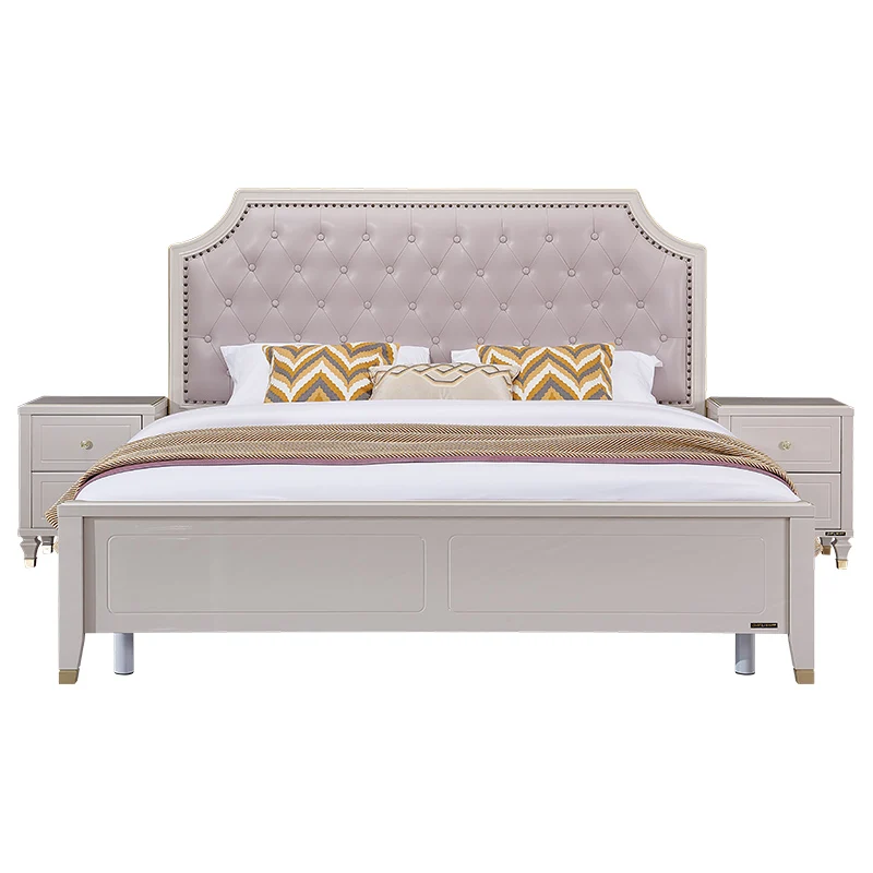 801707 Quanu american style master bedroom modern design luxury tufted leather Storage bed 1.8 m double super king size bed