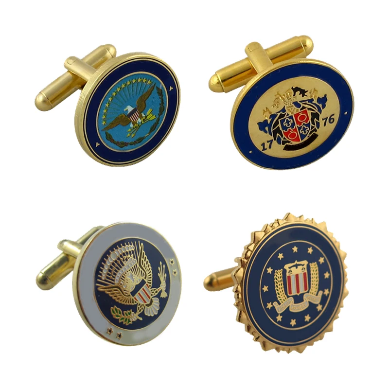 Cufflink Supplier Custom High Quality Logo Luxury Brass Cuff links And Tie Clip For Uniform