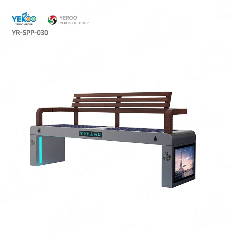 Smart City Bench Outdoor Galvanized Sheet Cell Phone Wireless Charging Solar Bench