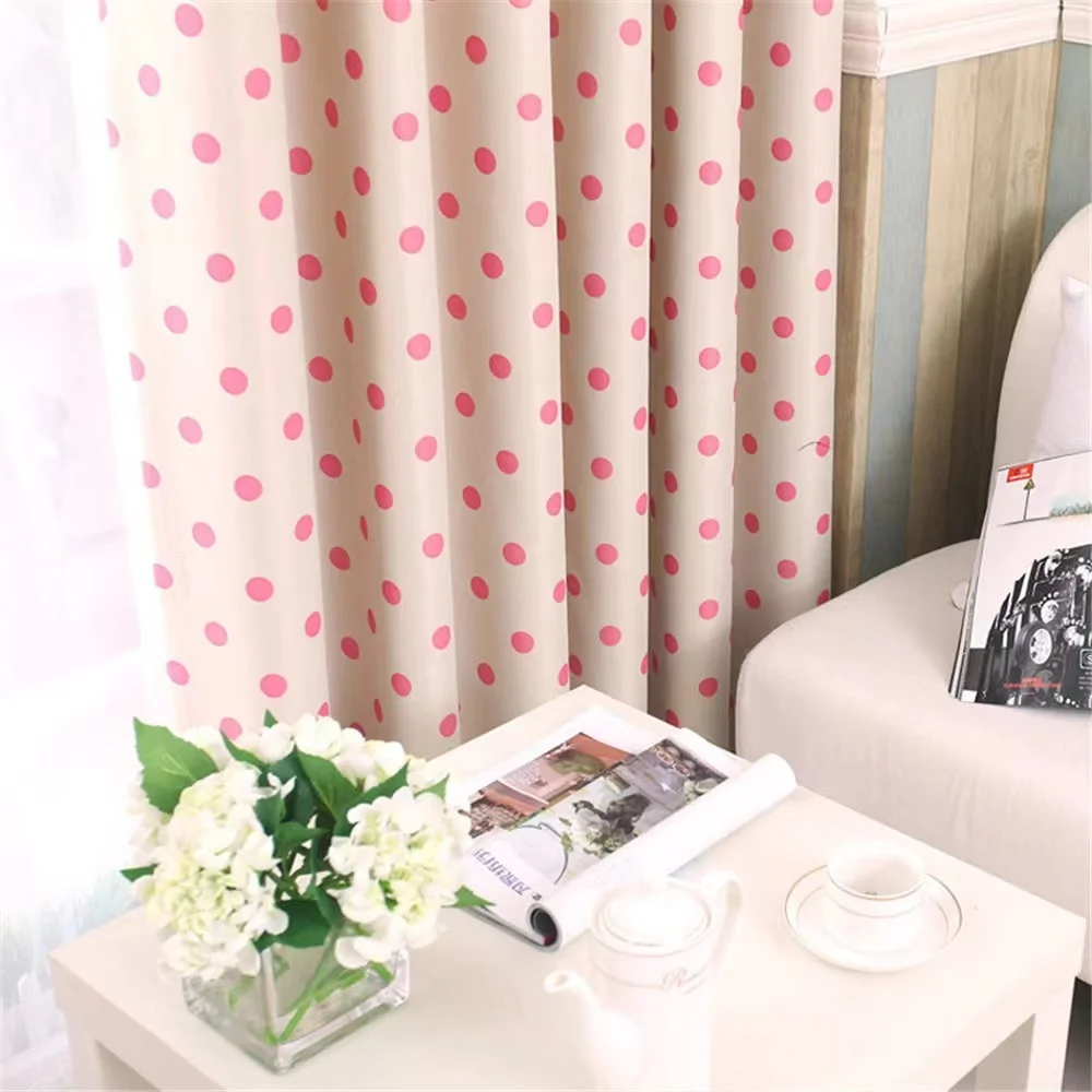 Lovely Pink Curtains Window Bedroom Dot Pattern Printed Girl Room Curtain For The Living Room Window