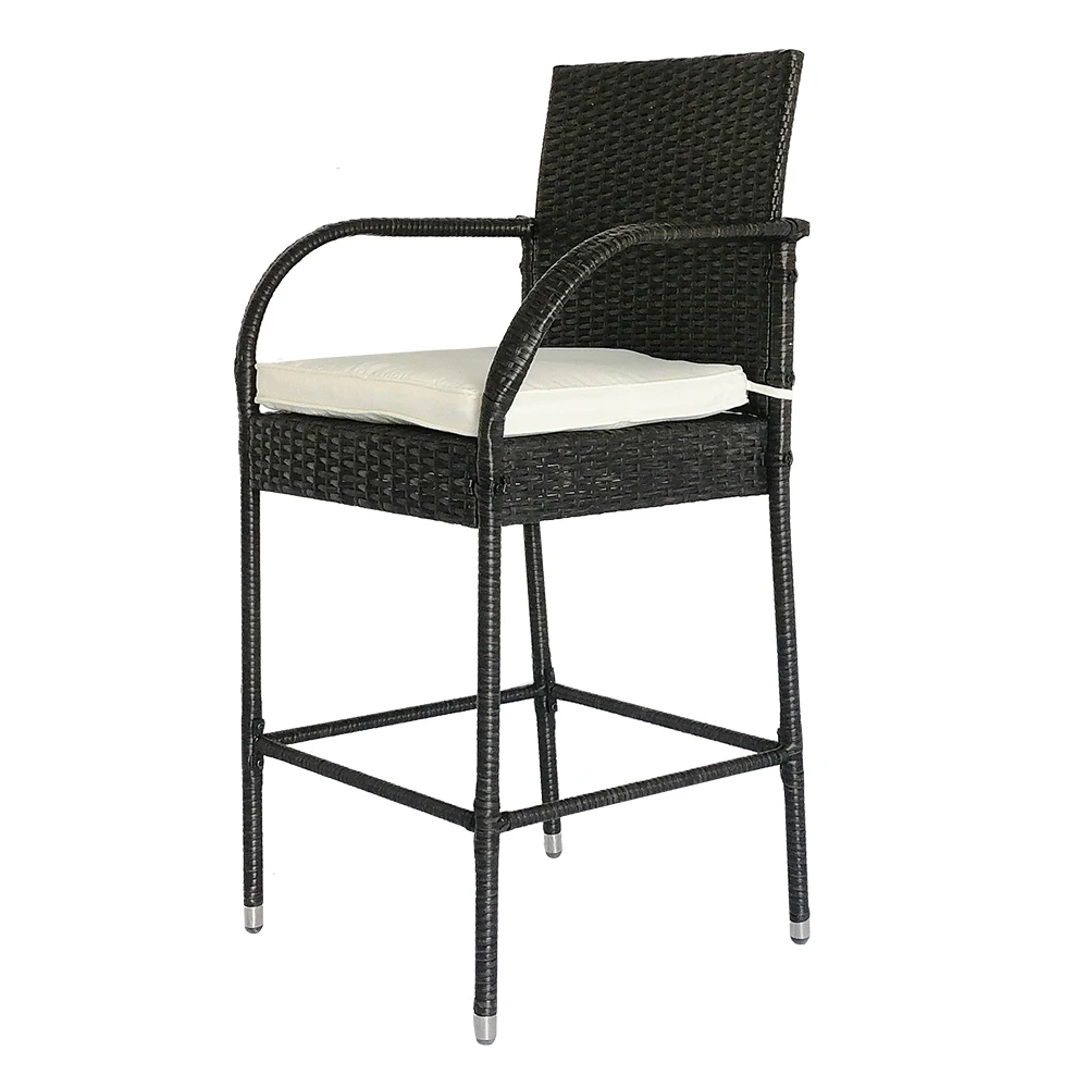 Chair Garden Furniture Bistro Set Wicker Chair Hot Sale Iron Outdoor Bar stools Bar Chair High Back and Seat With Arms White