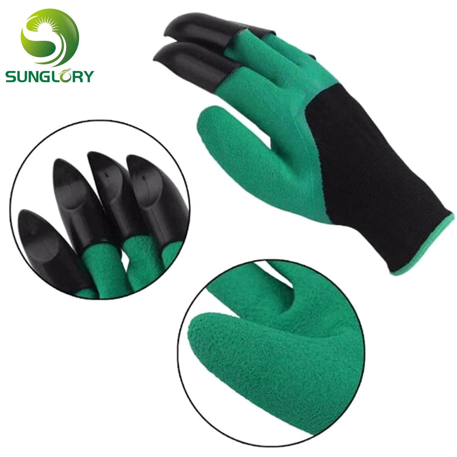 1 Pair Garden Gloves Rubber Polyester Builders Garden Household Safety Work Gloves Gardening Latex Dig 4 ABS Plastic Claws