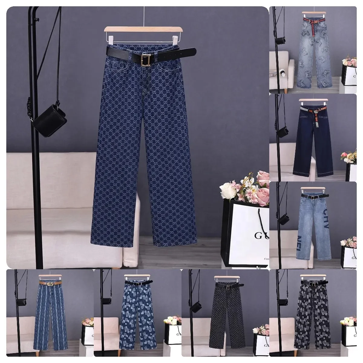 High-quality new printed loose large size women jeans wholesale