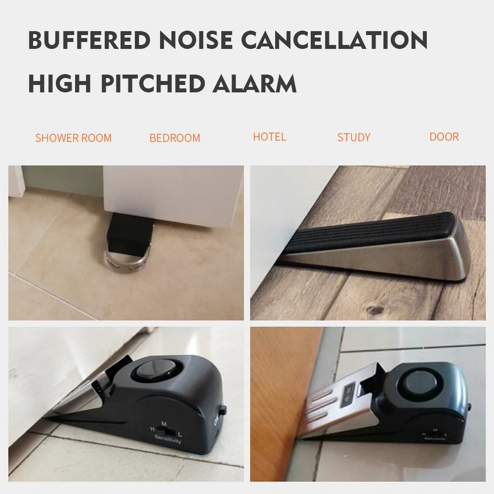 Portable stainless steel door alarm stopper modern design security door stop alerting siren for tight spaces door stop alarm
