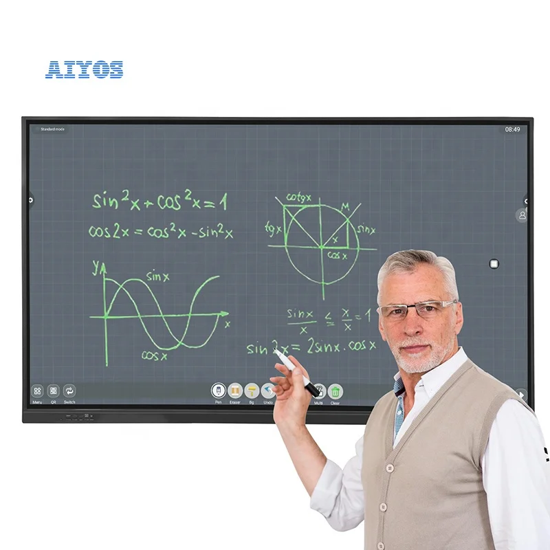 AIYOS 65 inch 4K 20points Android system 4+32GB IR touch wall-mounted interactive boards for schools