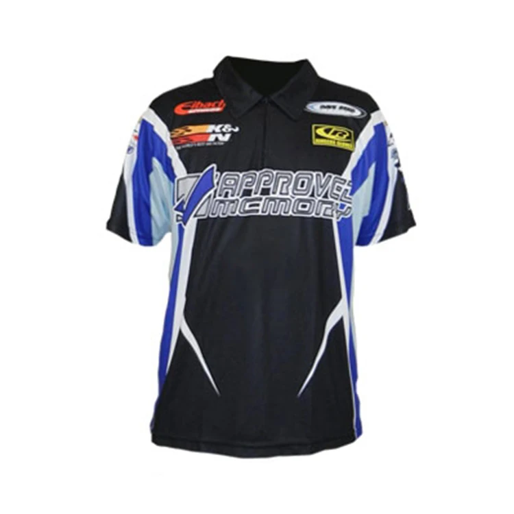 Sublimation Race Pit Crew Shirts Customized Moto Car Racing Team Shirts
