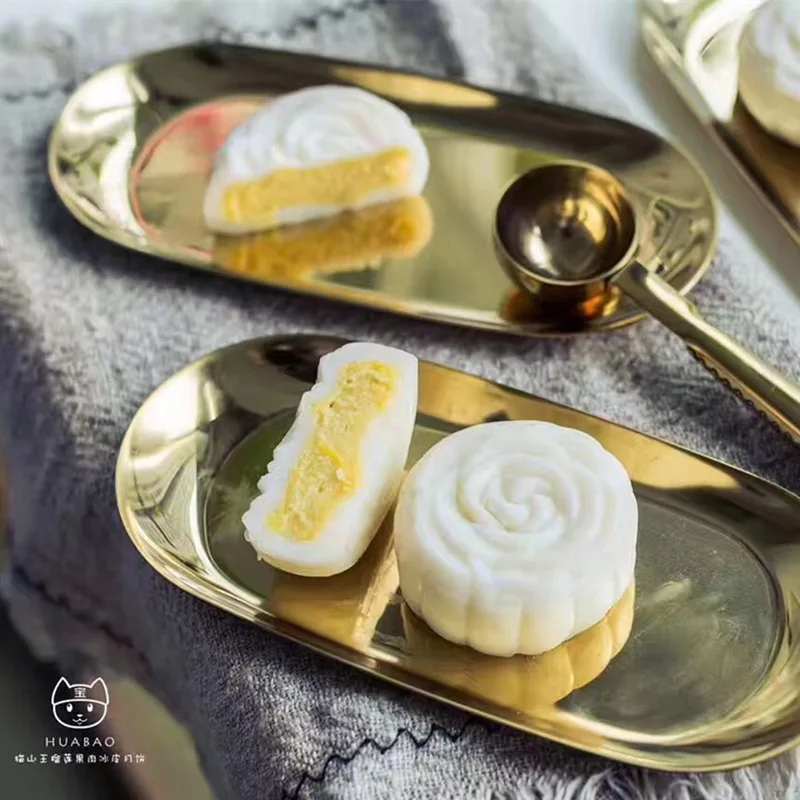 Rolling Tray Set Wholesale Hotel Restaurant Luxury Plain Rose Gold Cookie Metal Stainless Steel Decorative Serving Rolling Trays