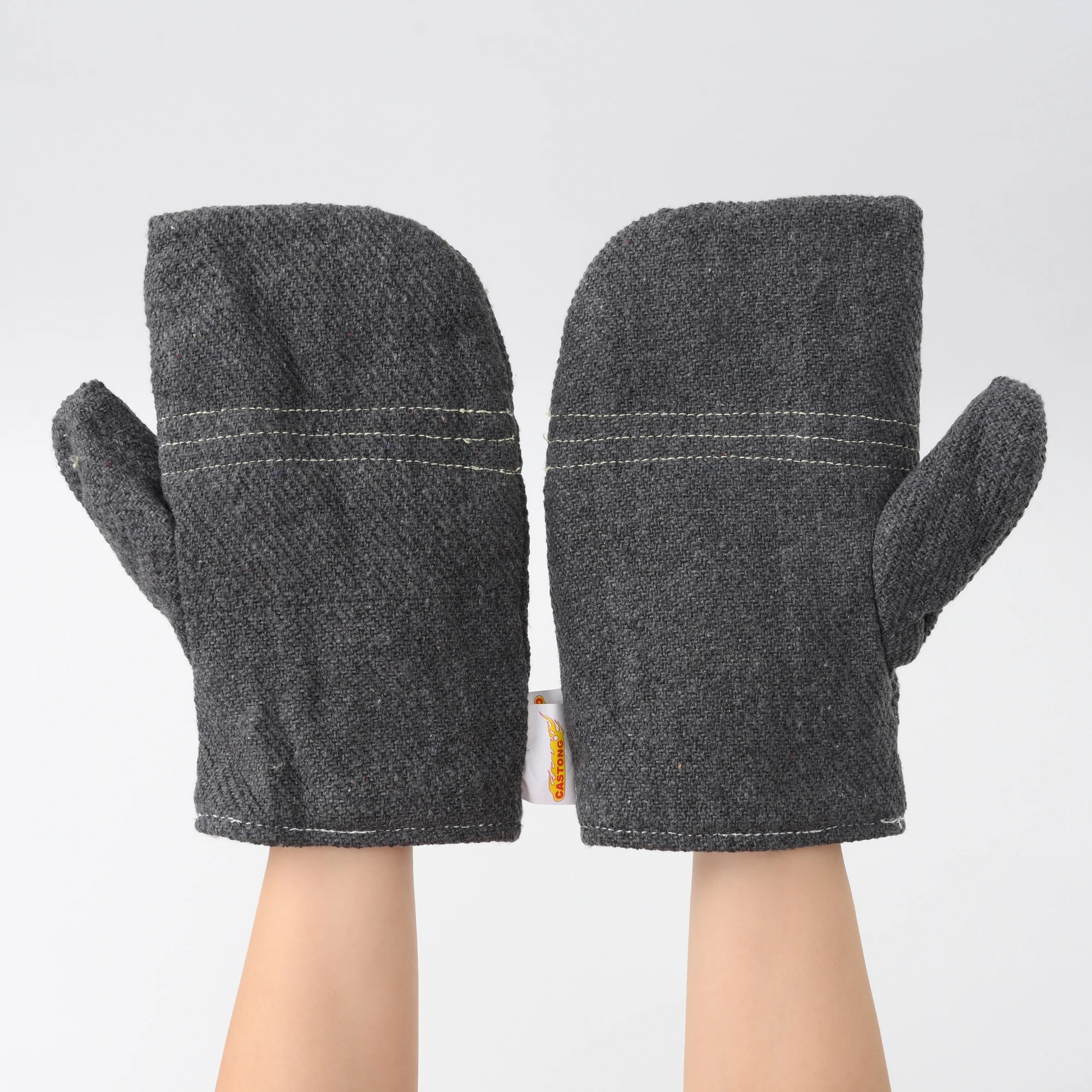 Nitrile  sale Developed Double Layers Dark Gery Polyester Twill Mitten Industrial Welding Gloves for wholesale