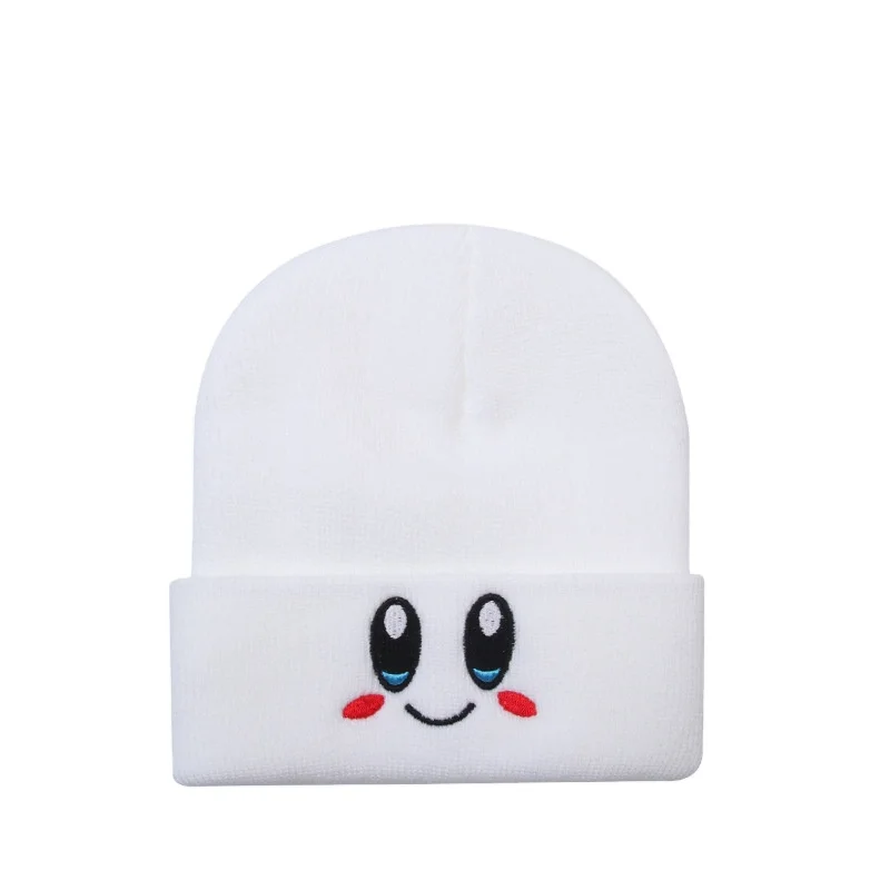 New pink star Kirby embroidery children beanie expression wild wool hat fall winter casual cute knit hat children