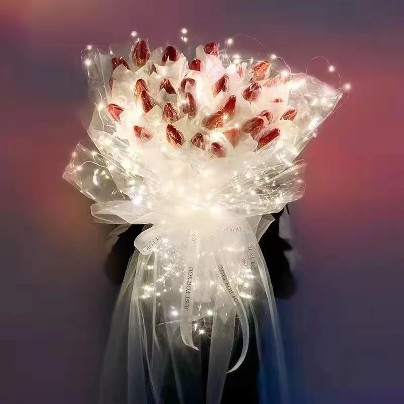 Wholesale luminous paper immortal flower/flower wrapping paper clear cellophane christmas glitter LED paper for flowers