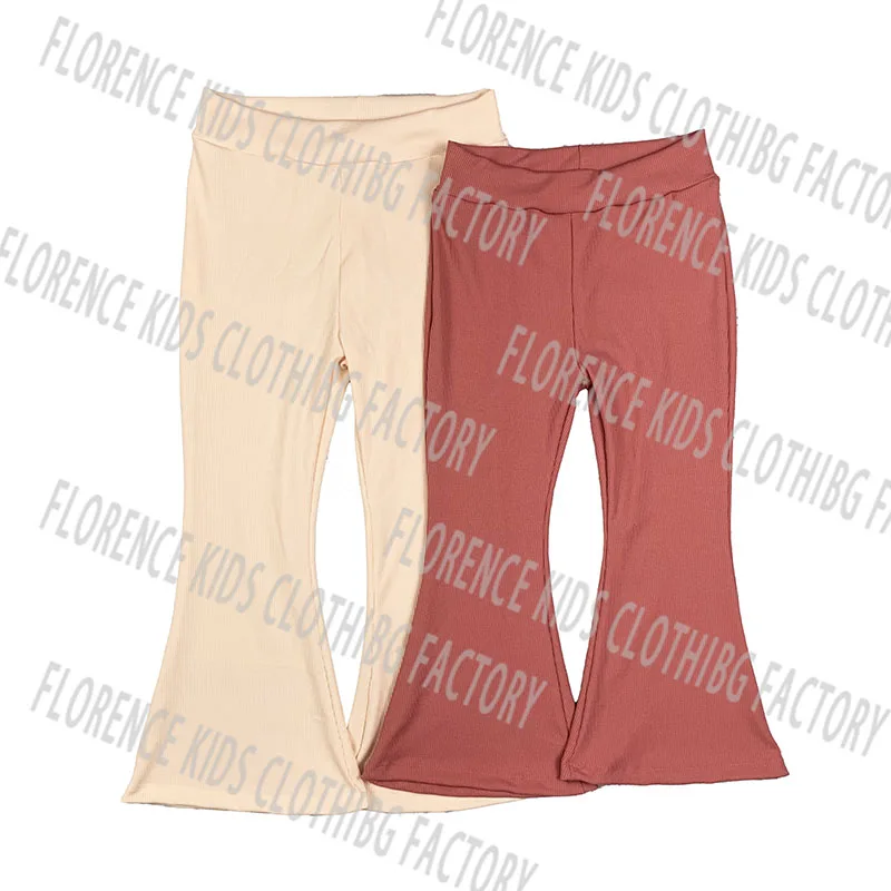 DH OEM custom color ribbed flare bell bottom flare for toddler kids baby girl pants