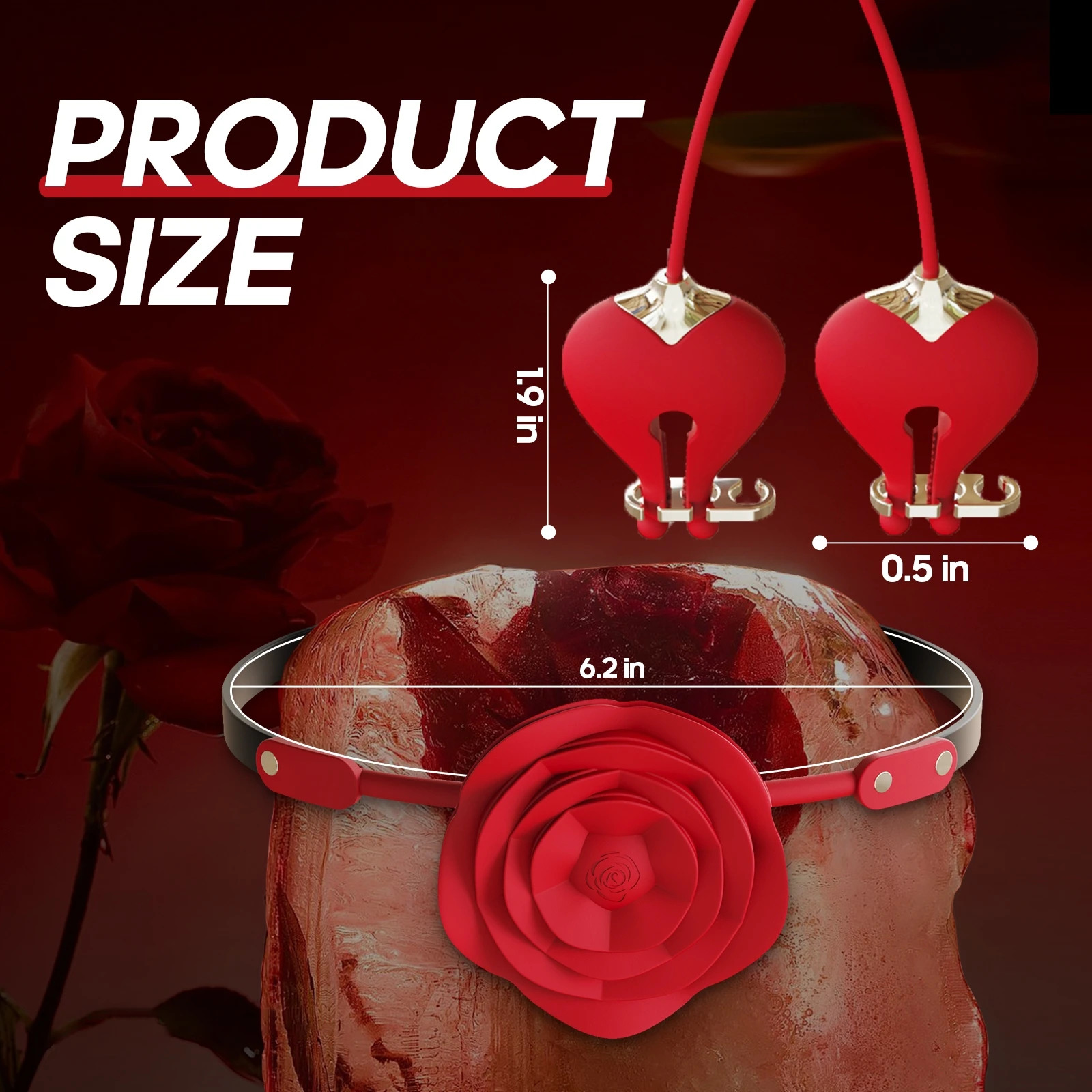 SHIDUNSI New Electric Rose Vibrator Mouth Gag ball Vibrating Nipple Clamps for Female Breast Clip Massager for Couple