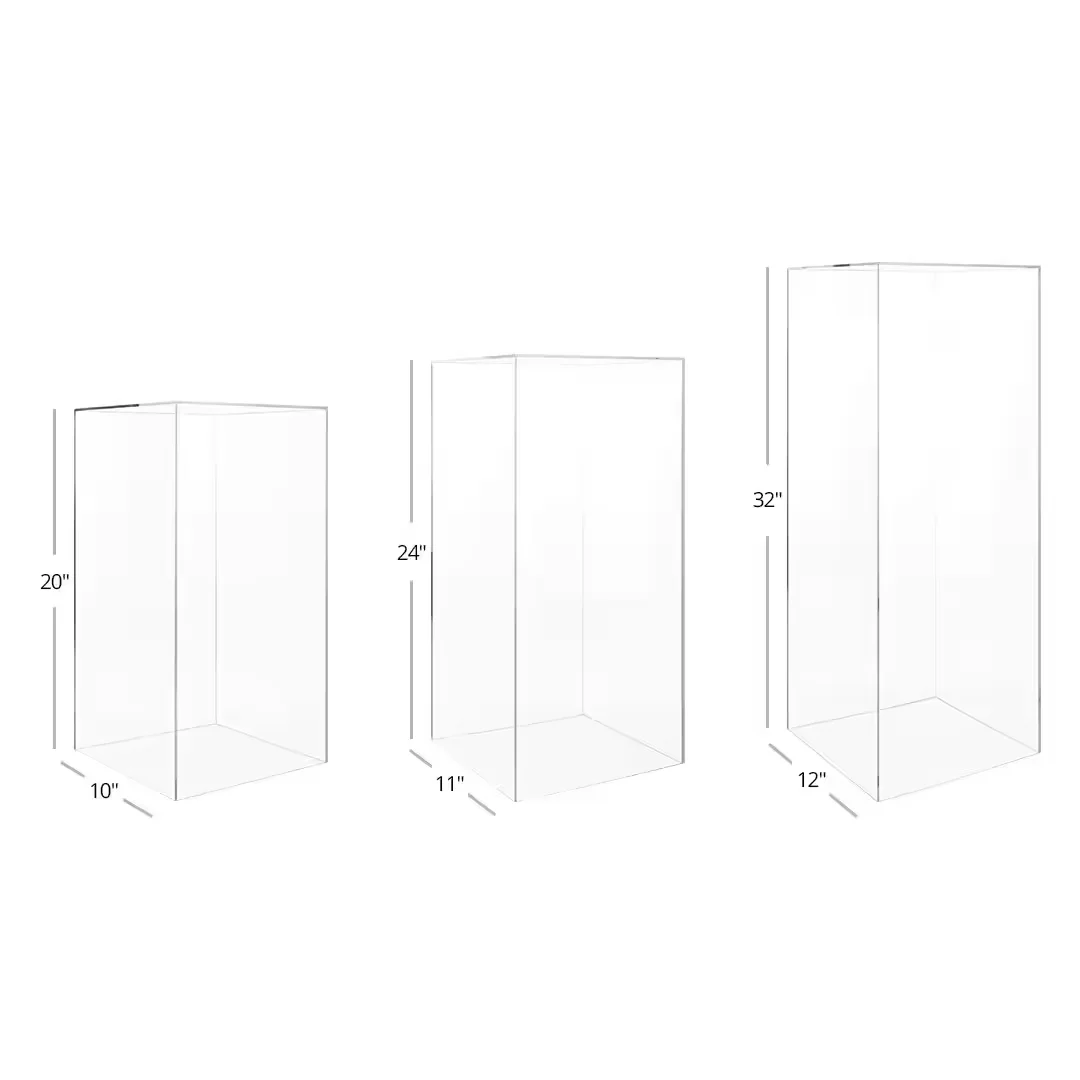 Wedding Customized Transparent Column Pedestal Stand Lucite Display Set for Wedding Cakes