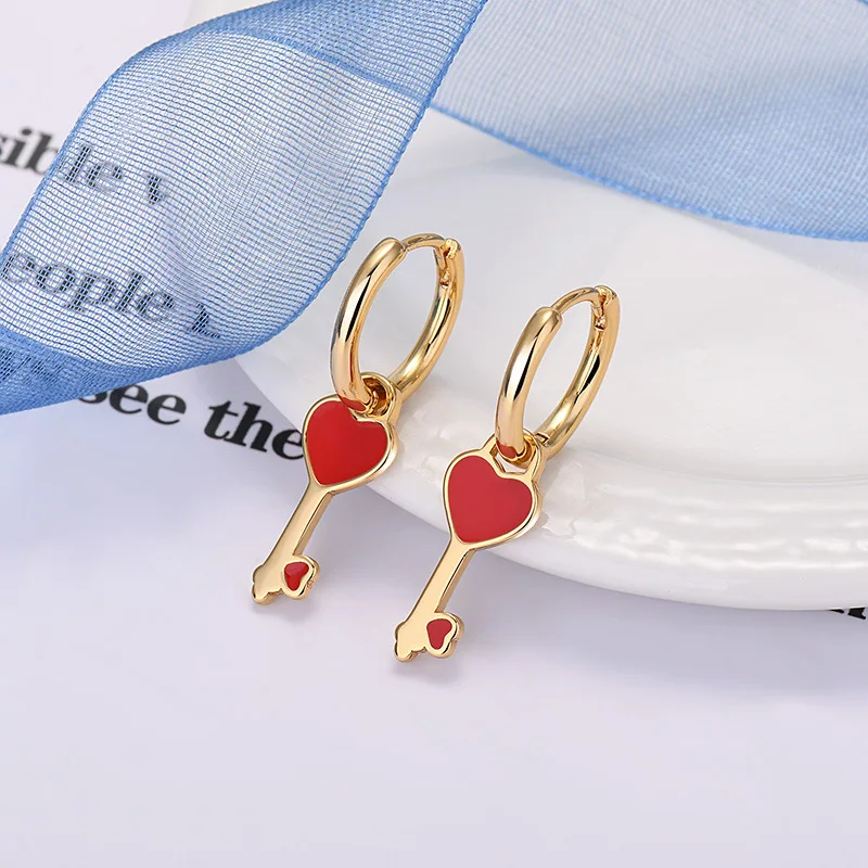 Best Selling Love Key Long Earings Silver Earrings 925 Sterling silver earrings