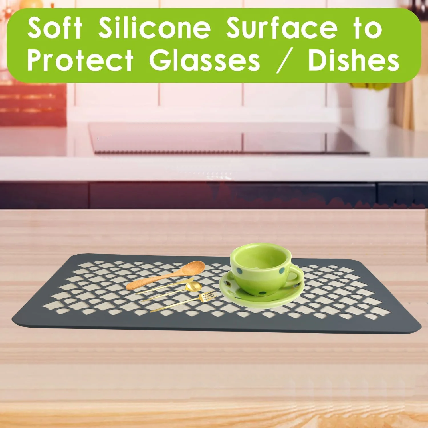 New Design Silicone Stone Kitchen Sink Diatomite  Absorbent Dish Drying Mats for Kitchen Counter