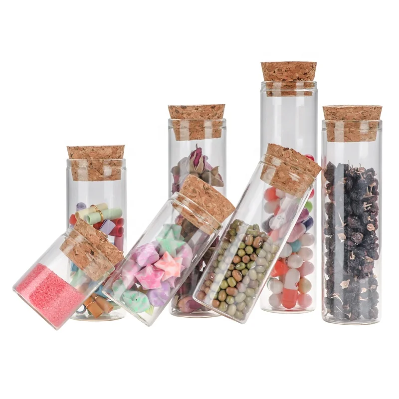 15ml 30ml 50ml 60ml 100ml Mini And Tall Wide Test Tube Glass Bottle Cork Jar Glass Tubes With Corks Stoppers