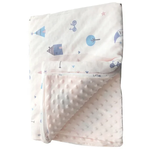 hot sale custom design gauze organic cotton Super Fleece Warm Dot Minky Caress Newborn blanket