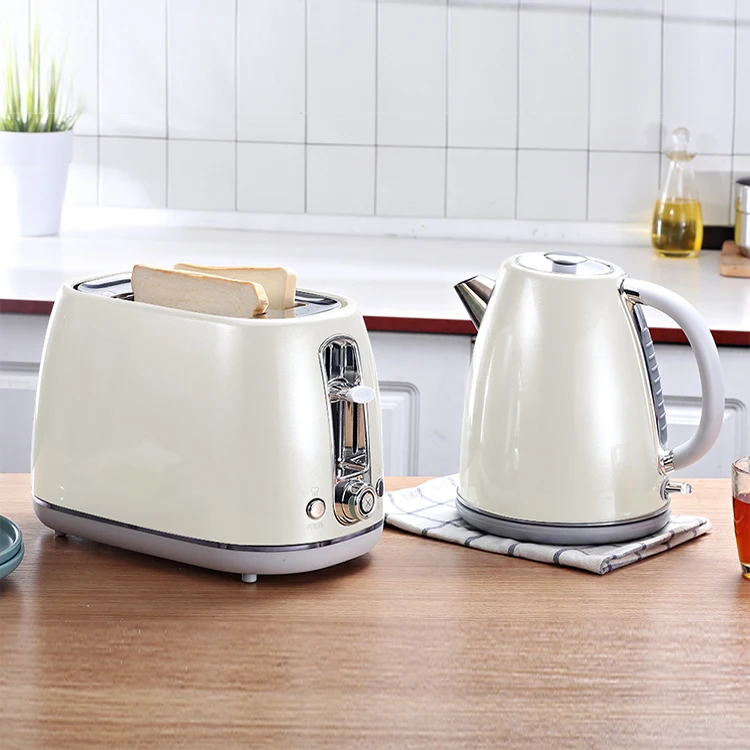 New Design LED Light Strip Cream Coloured Sandwich Toaster Electric Kettle And Toaster Sets