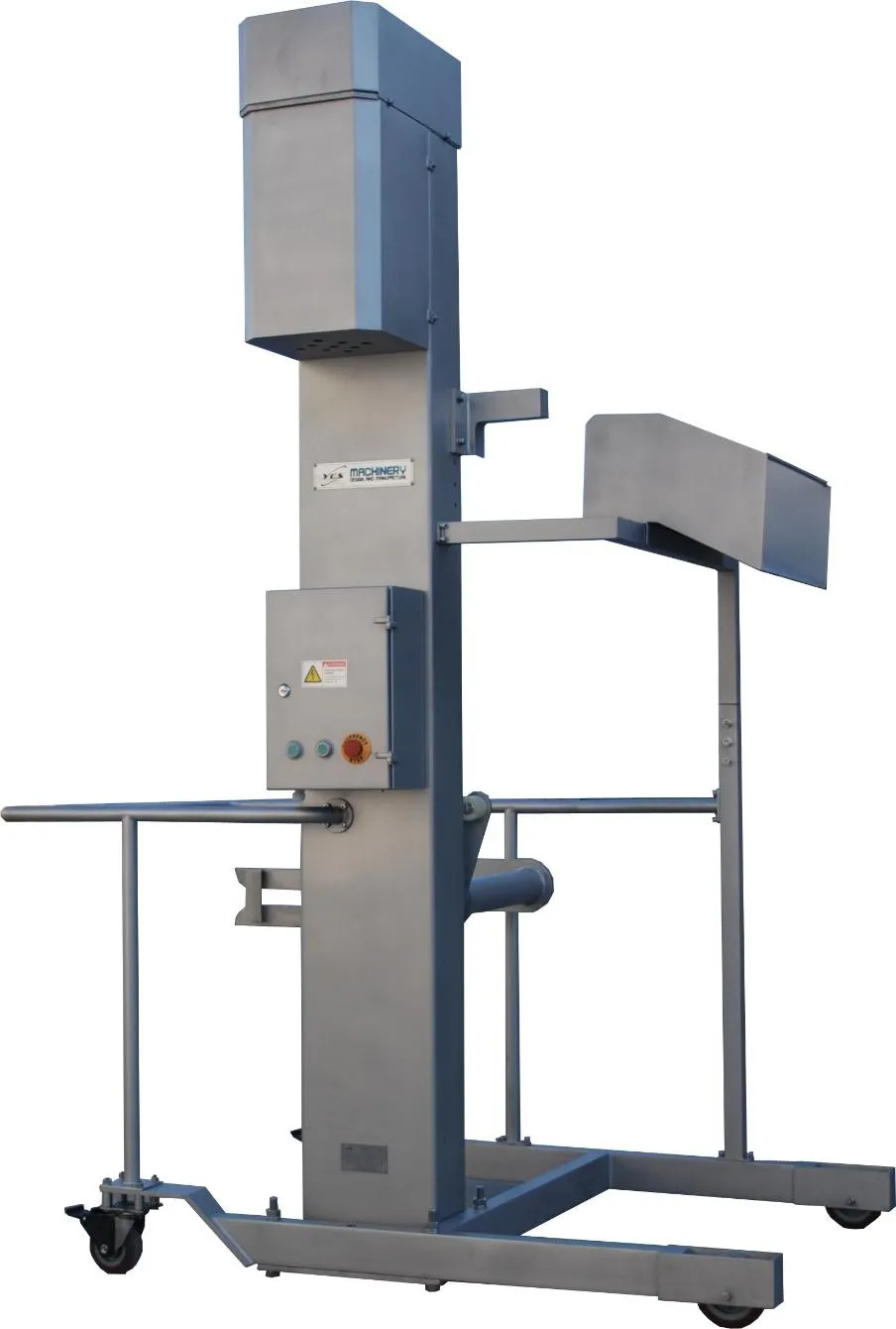 Industrial bin lifer trolley elevator in food industry mincer machine