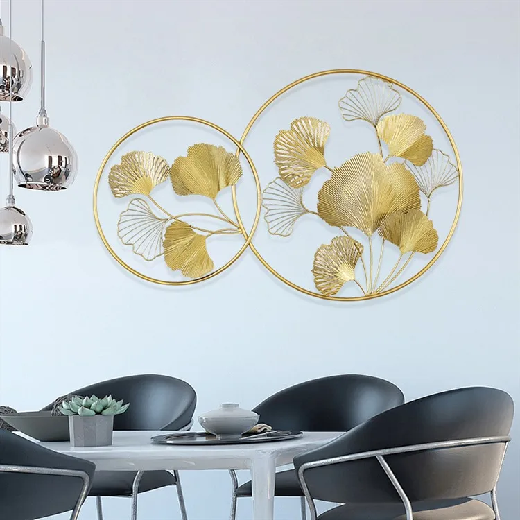 Logo Crystal Ginkgo Biloba Wall Stickers Ginkgo Biloba Home Decor Bedroom Metal Ornaments Kids Room Decoration Art Wall Decals