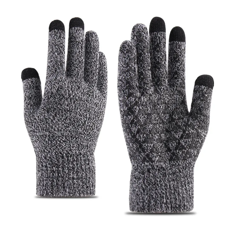 Wool knitted gloves autumn and winter with wool thickening increase wool warm touch screen gloves manufacturers wholesale