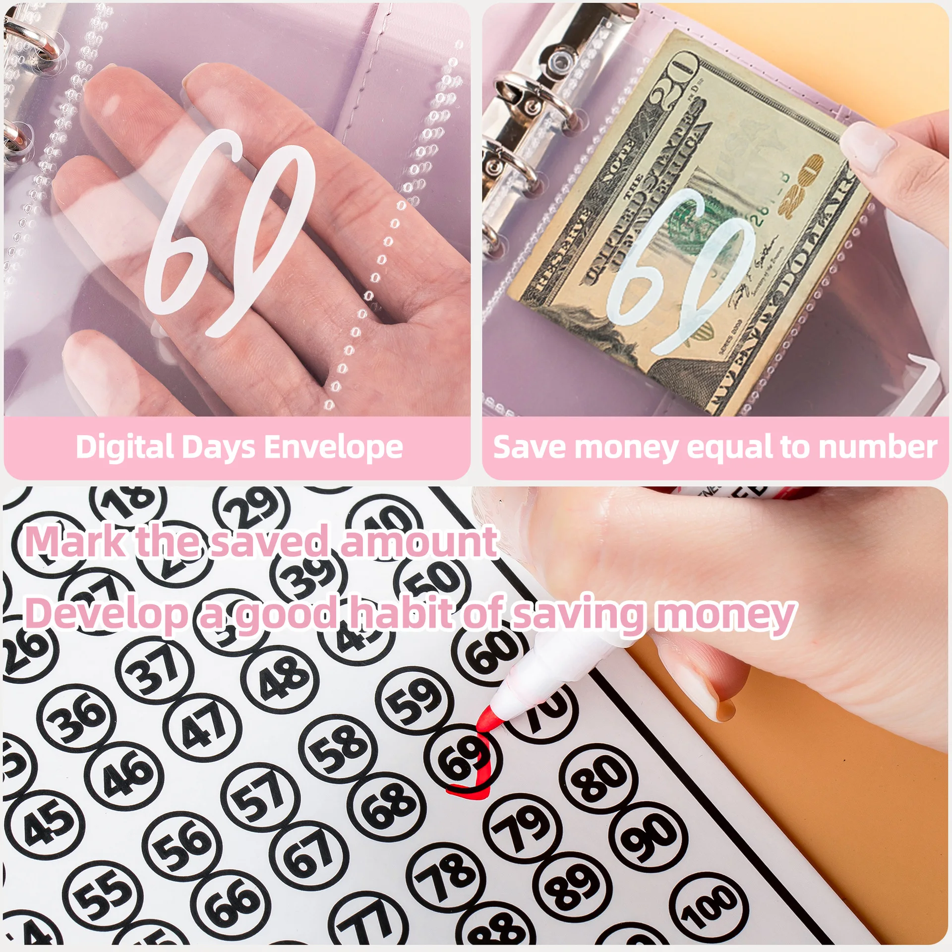 Joytop Wholesale Custom A5 Size 100 Envelopes Money Saving Challenge Budget Binder