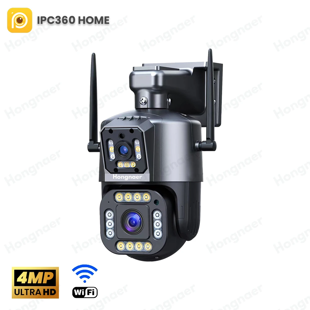 Ultra HD 4MP*2 Wireless Dual Screen Simultaneous Preview Monitoring Smart Wifi Outdoor Camera Mobile App Alarm Push IP Camera