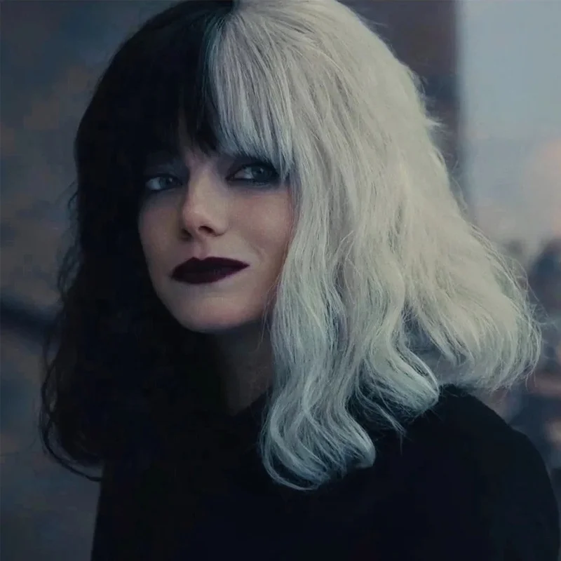 Женский длинный парик Cruella the Witch волнистый белый и черный