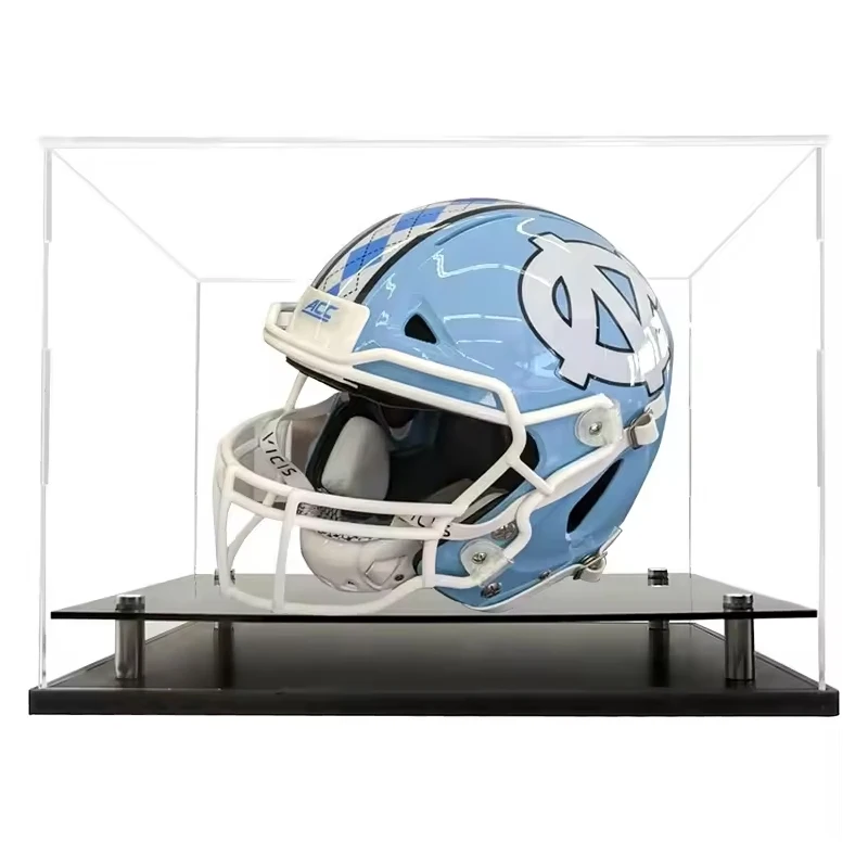 Custom full size clear acrylic helmet display box dustproof removable shell collectible display box