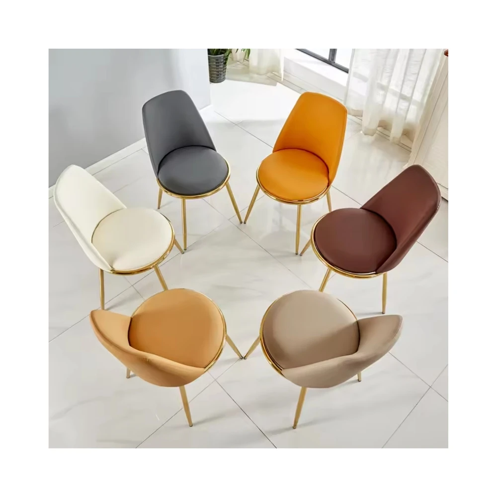 wholesale Velvet Pu Leather Seat Dine chairs Gold Metal Iron Leg Hotel Salon Restaurant furniture
