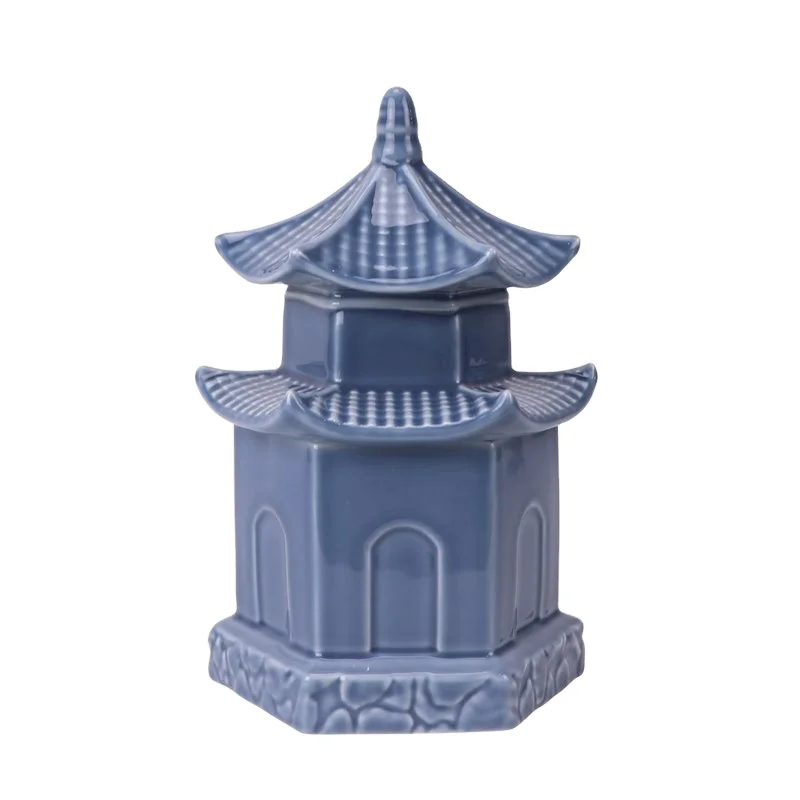 RXCU02-A-B-C-D Jingdezhen High Temperature pink blue green Ceramic Pagoda Statue Decorative Sculpture