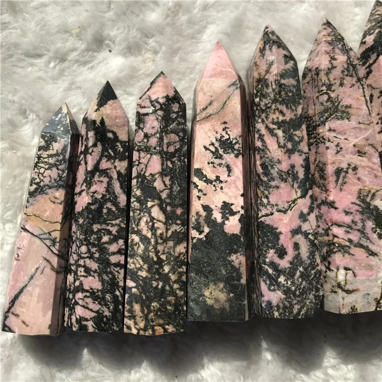 Wholesale Natural  Obelisk crystal stone wand rhodonite point Crystal Quartz Tower for healing