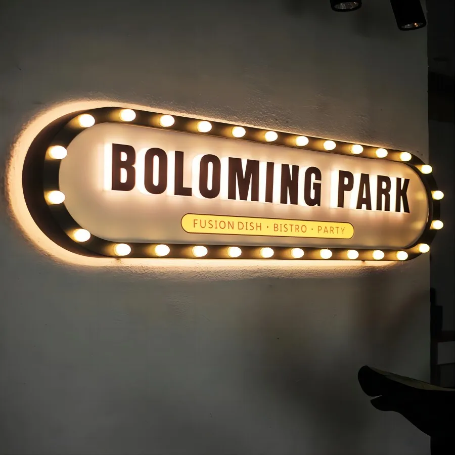 Custom Advertising led bulb retro Light Box Acrylic Sign Led 3D Letter Logo Signboard Outdoor Storefront Lighted Sign