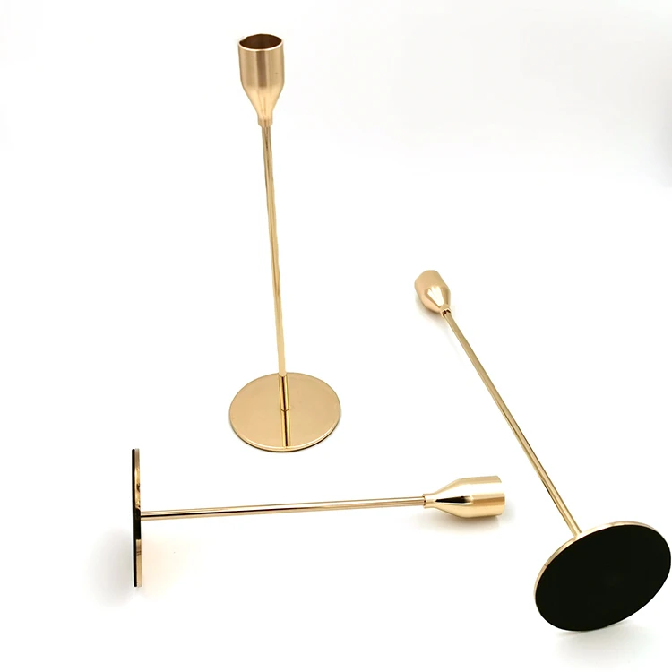 Nordic Home Decorative Multiple Black Metallic Iron Gold Taper Metal Candlestick Holder