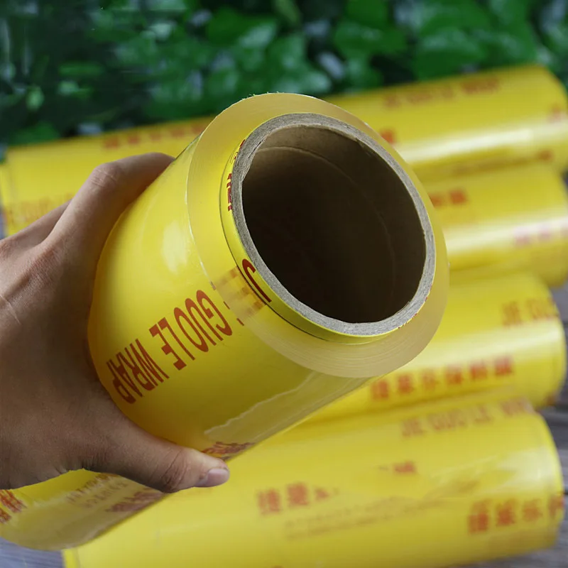 Factory Custom Clear PVC food film 10/11 micron 500 meters Food Grade Stretch Wrap Film High Toughness PVC Food Wrap Film