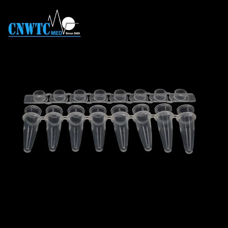 Лабораторная медицинская 8-поликарбонатная полоса, ПЦР-трубка для 0,2 мл