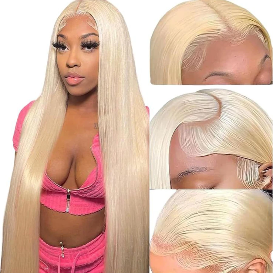 ready to ship 40Inch Virgin Hair Blonde 613 13x6 Deep Wave Full HD Transparent Lace Frontal Wig Raw Human Hair with Baby Hair