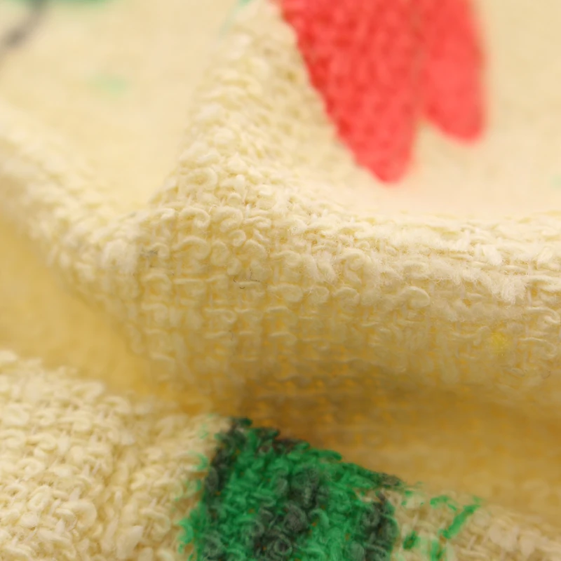 factory Custom High quality polyester cotton fruit pattern kitchen tea towel with tassel