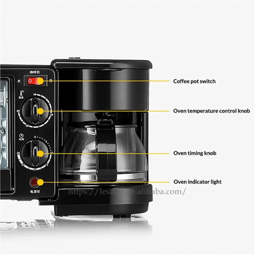 Household Automatic Electric Bread Machine Multi-function Toaster 3in1 Breakfast Makers Machine for Kitchen Use
