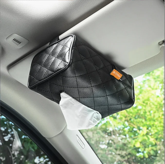 Wholesale Custom Logo Car Tissue Boxes Modern Rectangular PU Leather Armrest Napkin Holders High Quality Paper Office Car Use