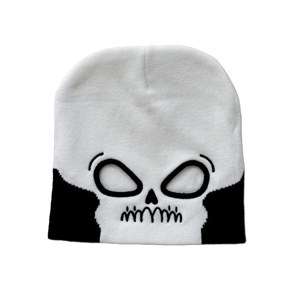 Wholesale Halloween personality funny eye-baring knitted jacquard thread hat thermal pullover hip hop all-in-one Halloween hat