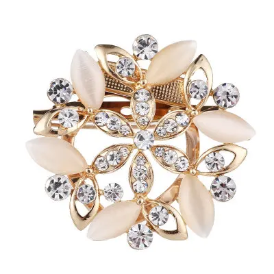 Custom Gold Flower  Luxury Jewelry Brooches Elegant Crystal Rhinestone Women Brooch