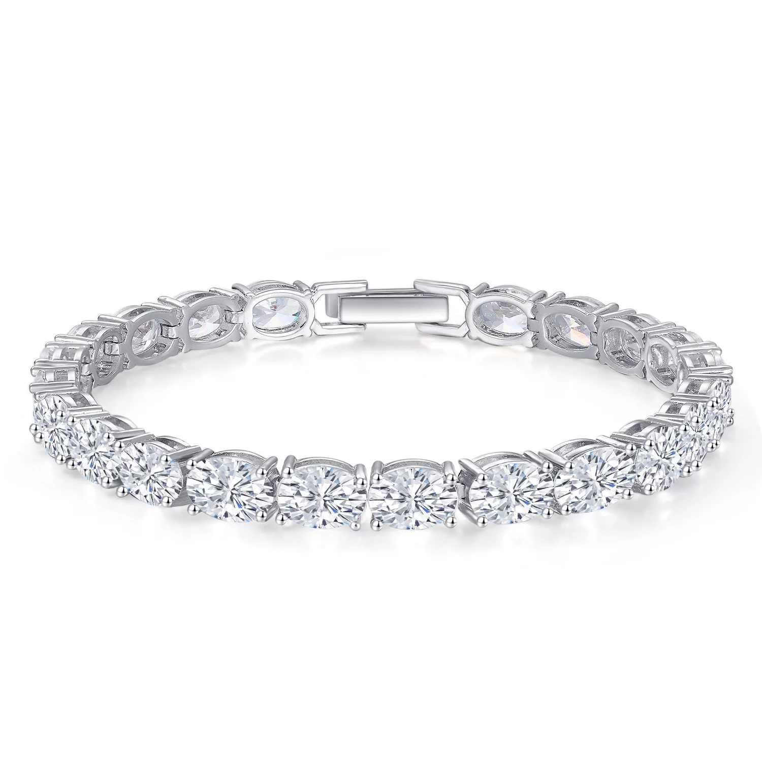 3mm 4mm 5mm CZ Cubic Zirconia Fashionable Jewelry Bangle Platinum Plated Copper Silver Women Tennis Bracelet