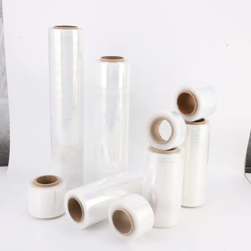 Plastic Pe Protective Strech Cling Wrapping Hood Film Elasticizzato LLDPE Pallet Hand Stretch Wrap Jumbo Roll Film