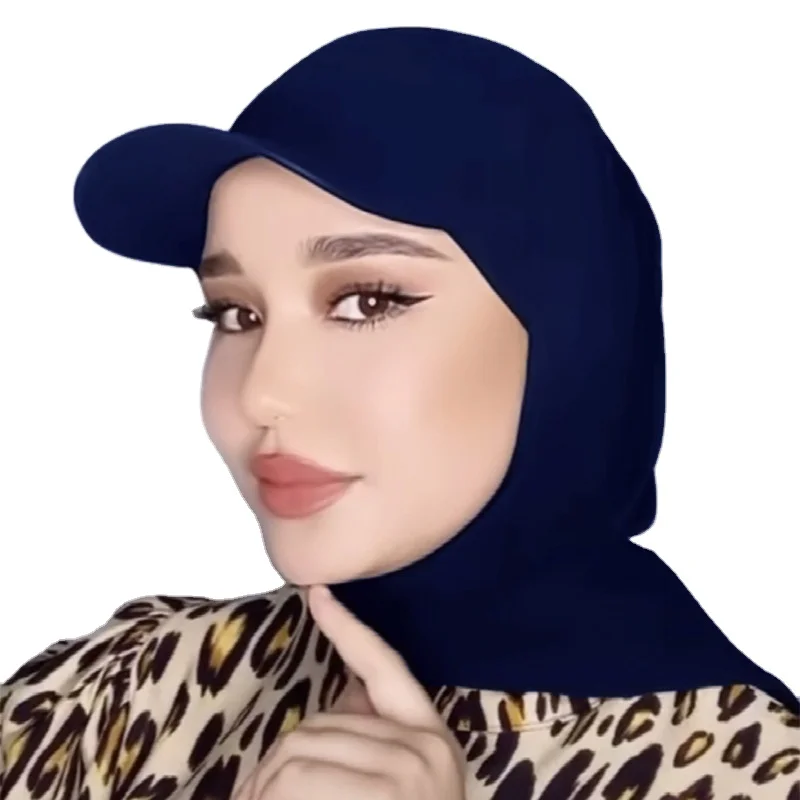 2022 Fashion Ladies Plain Hijabs Sports Hats Sets New Trendy Islamic Muslim Women Instant Long Chiffon Hijab With Baseball hats